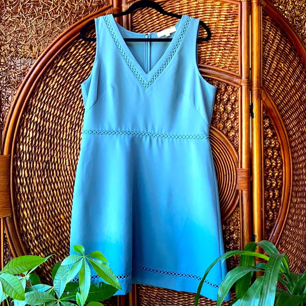 Dress, LOFT, A line , size 14, blue, back zipper